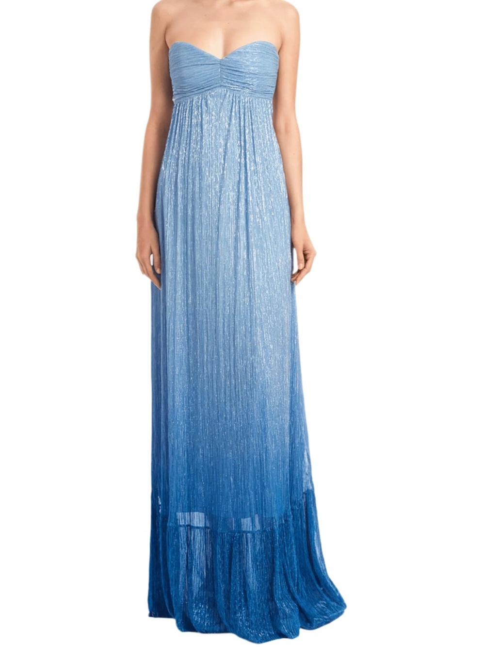 Badgley Mischka Strapless Ombre Blue Evening Gown